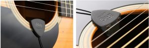 Close up images of iRig Acoustic Mic on guitar