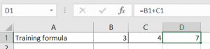 Image showing how spreadsheet formula is displayed in formula area