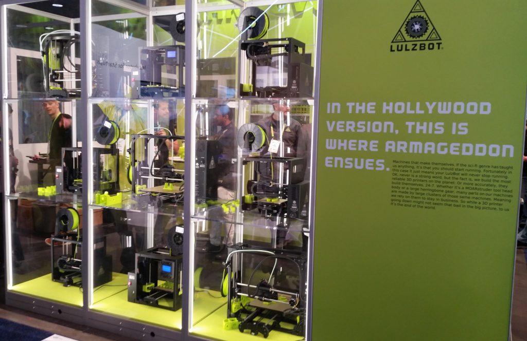 Image of 9 LulzBot 3D Printers Making Component Parts to Build More LulzBots