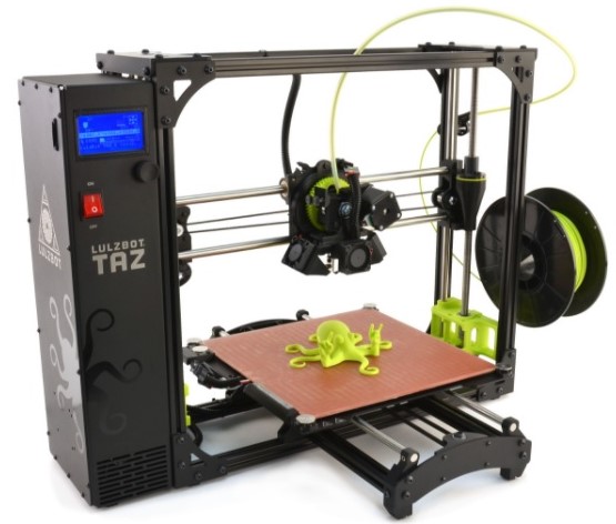 Image of LulzBot 3D Printer with Green Octopus Model