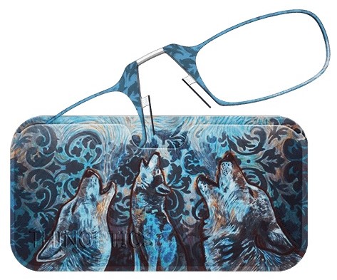 Image of Wolf Print Art Collection ThinOPTICS Reading Glasses and Case