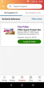 Ralph's App Free Friday Coupon Listing