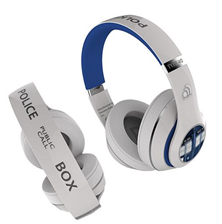 Image of white TARDIS headphones