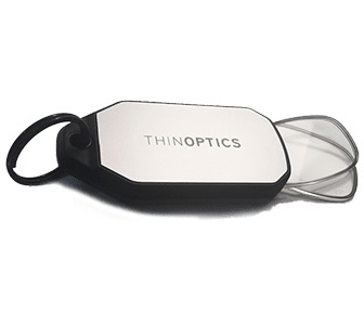 ThinOPTICS Silver and Black Keychain Case with Retractable Reading Glasses