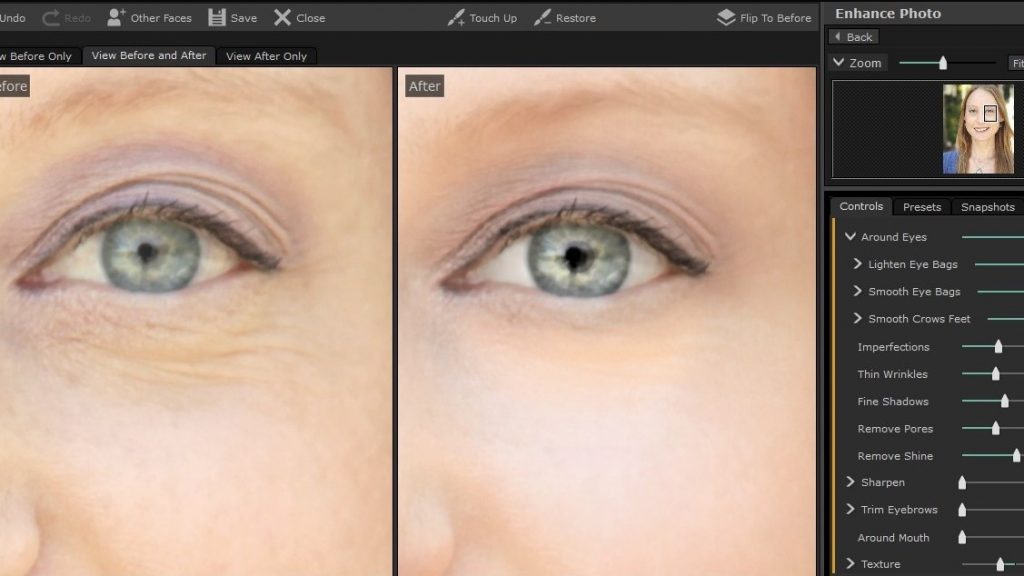 PortraitPro 17 Fine Line Retouching and Eye Whitening