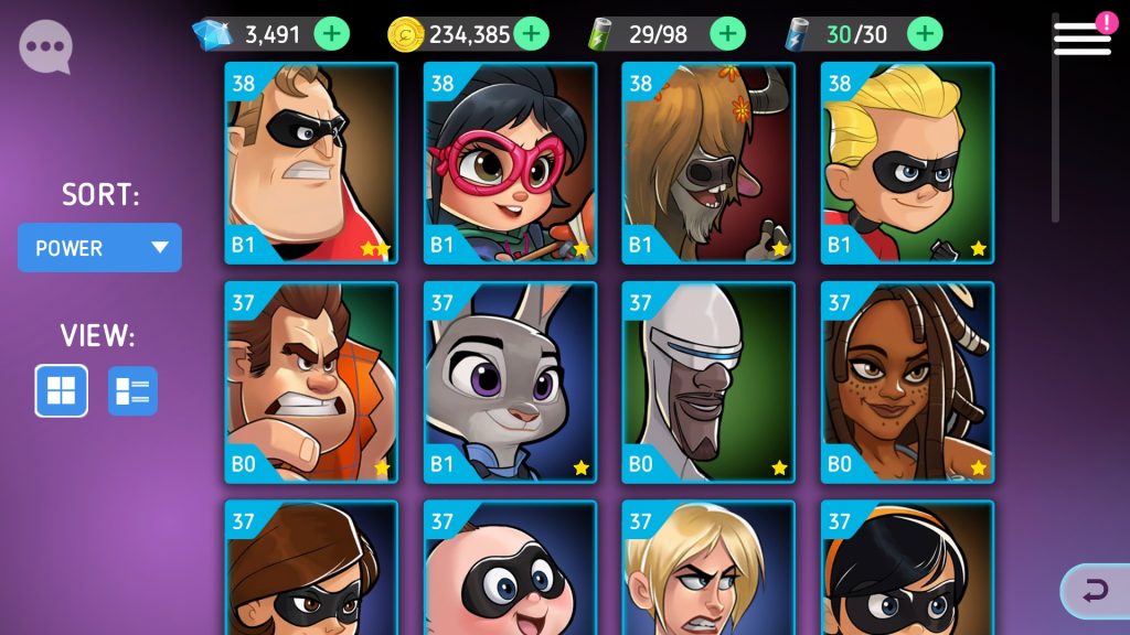 Disney Heroes: Battle Mode Character Roster