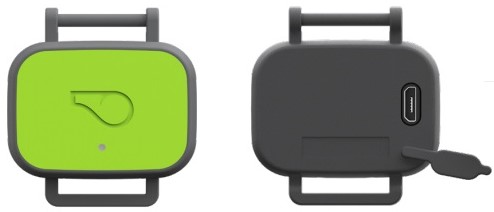 Whistle FIT Device Front and Back with Micro USB Port
