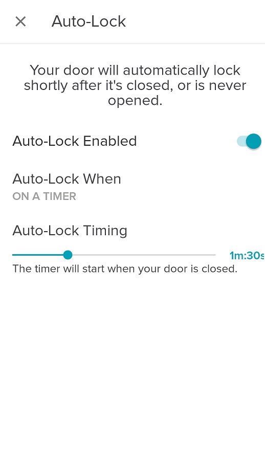 August App Auto-Lock Set-Up Screen