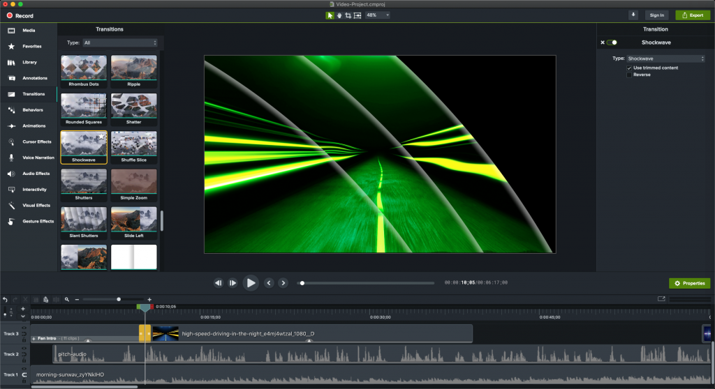 more camtasia transitions