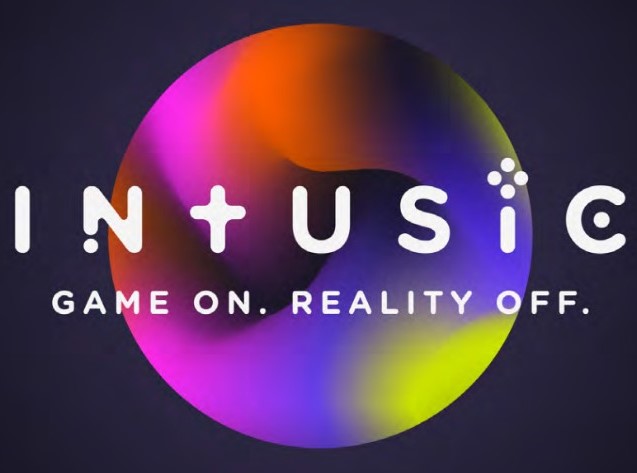 Intusic logo with catch phrase "Game On Reality Off" beneath.