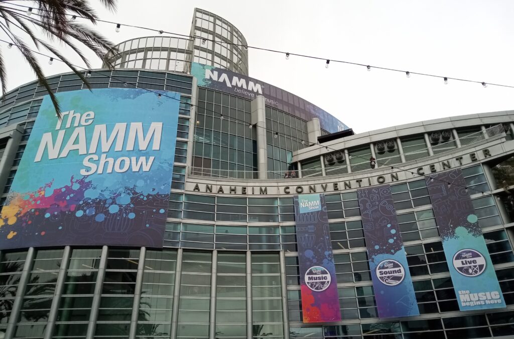 Outside entrance to The NAMM Show 2024 at the Anaheim Convention Center.