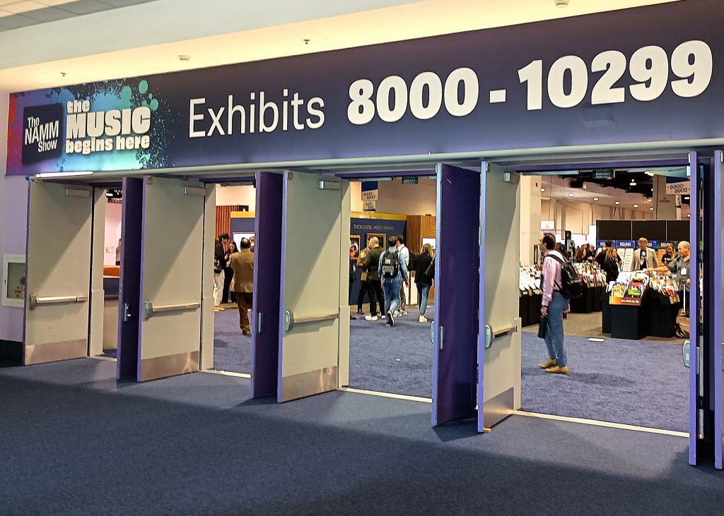 Entrance to the exhibit space of the Anaheim Convention Center Hall C for The NAMM Show 2025.