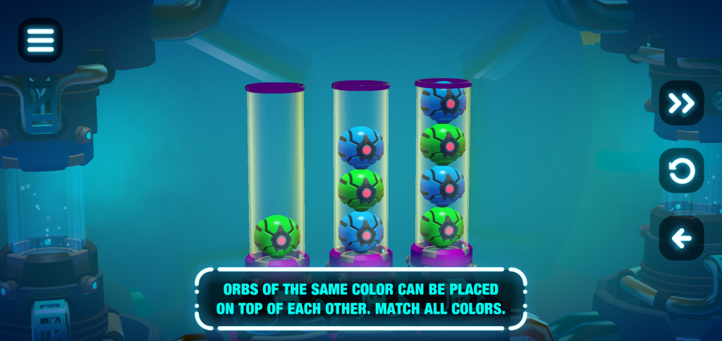 One of the 6 unlockable mini-games, where you must match the colored balls in seperate tubes.