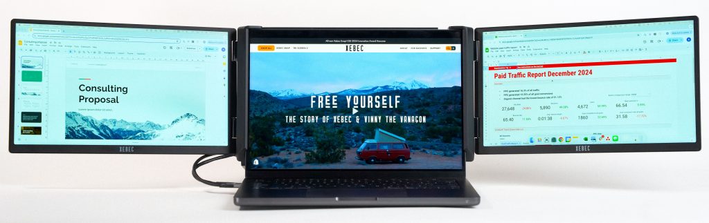 Tri Screen 3 laptop modular screen rig adding an extra screen on either side of a laptop