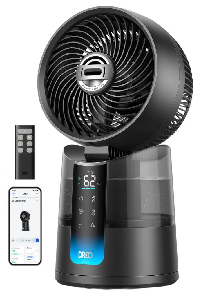 Black DREO TurboCool Misting Fan 516S on a white background.